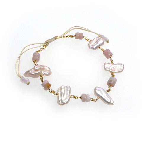 LFB09 : Pearls & Gemstone Handcrafted Bracelet