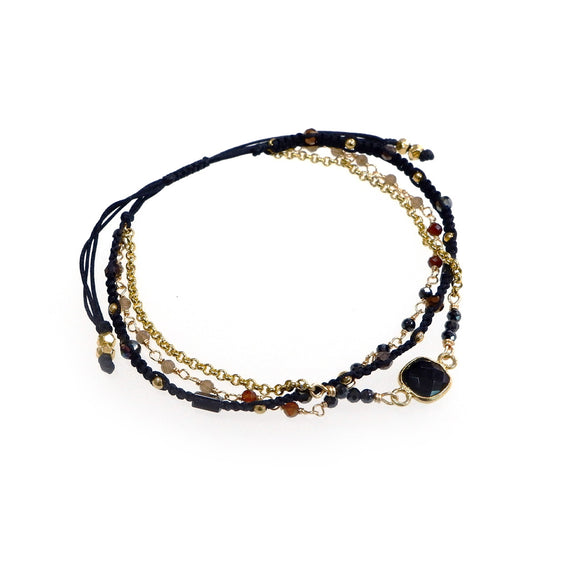 LFB12 : Black Onyx & Cat's eye Handcrafted Bracelet