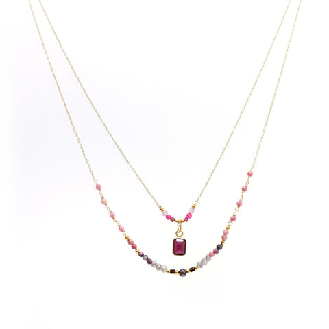 LFN06 : Garnet & Rhodochrosite Handcrafted Necklace