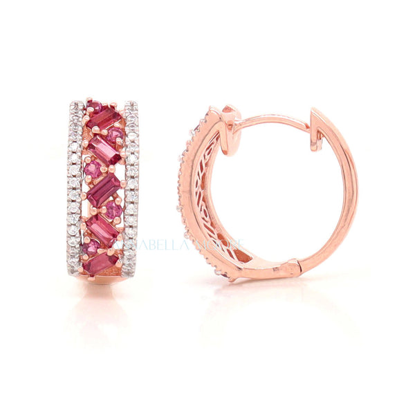 FJE01 : Peach Garnet with Rose Gold Earrings