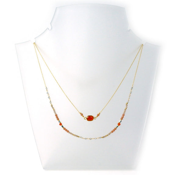 LFN11 : Carnelian & Labradorite Handcrafted Necklace