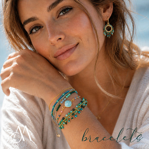 LFB13s : Handcrafted Gemstone Bracelet with 18K Gold Plating