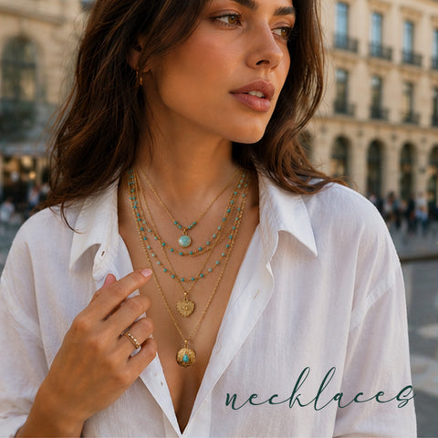 LFN05 : Handcrafted Gemstone Necklace with 18K Gold Plating
