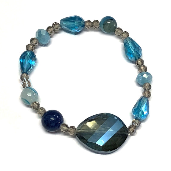 PHLB10 : Lapis, Aquamarine and Crystal Bracelet