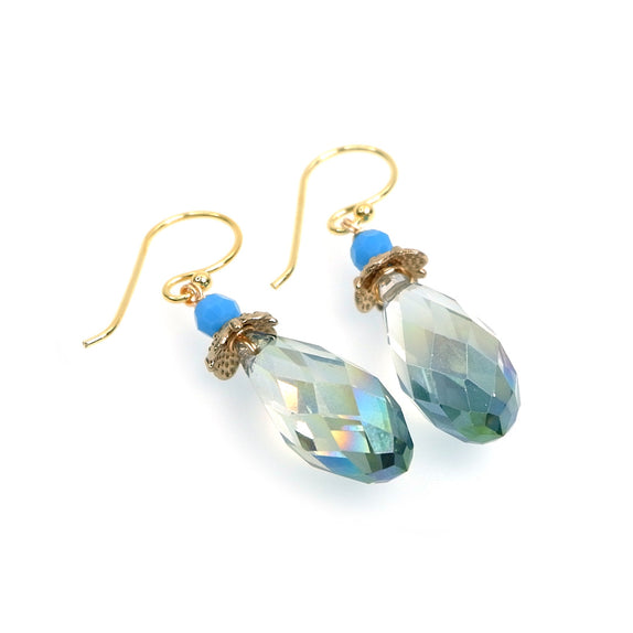 PHLE139a-GR : Green crystal drop earrings