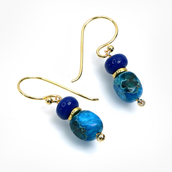 PHLE160-DB :    Turq and cobalt blue earrings