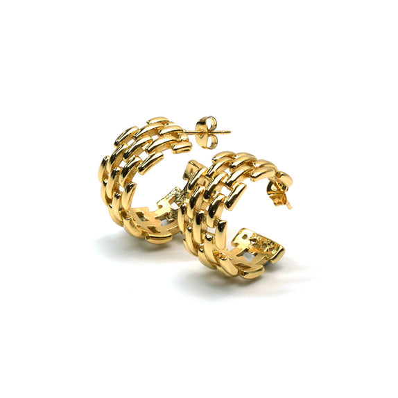 PHLE206a :  Gold tone SS links hoop earrings