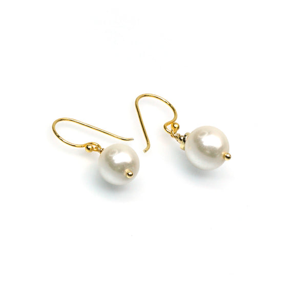 PHLE263a-WH :  White pearl drop earrings