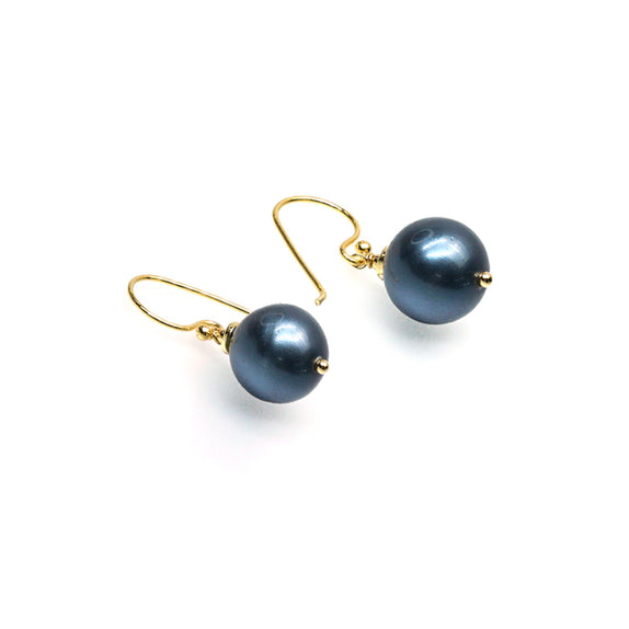 PHLE263b-DB :  Dark blue pearl drop earrings