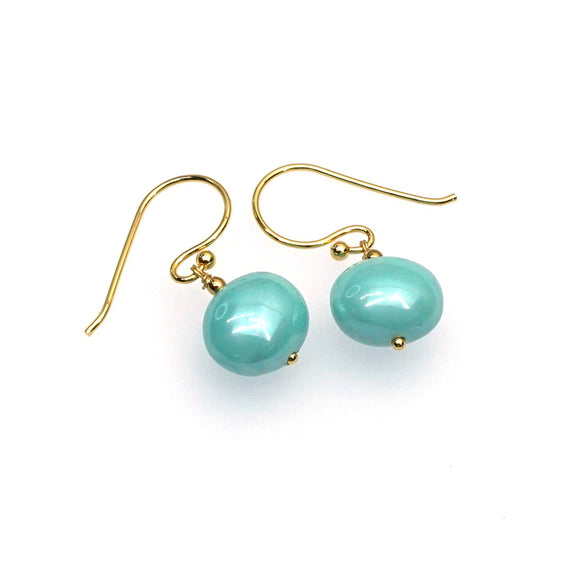 PHLE270b-BL :  Turquoise round bead drop earrings