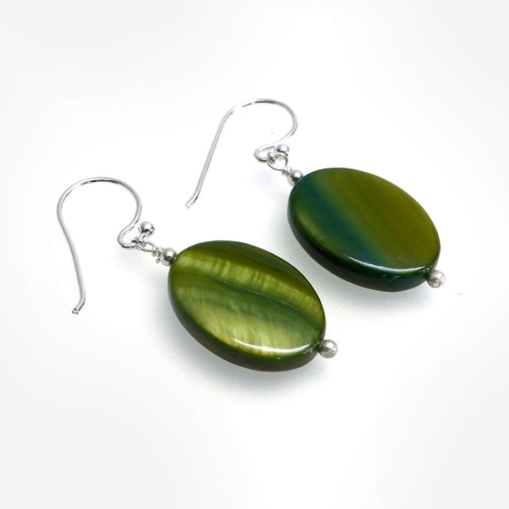 PHLE46c-GR : Green oval drop earrings