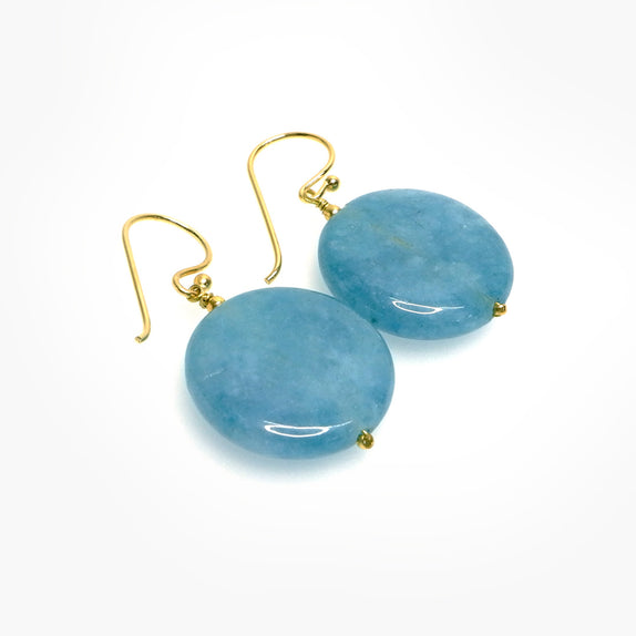 PHLE87a-BL : Blue Disc drop earrings