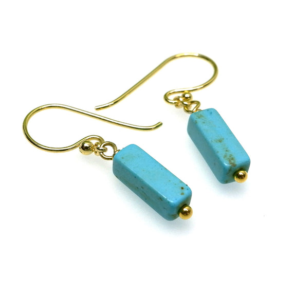 PHLE89-BL :  Oblong turquoise drop earrings