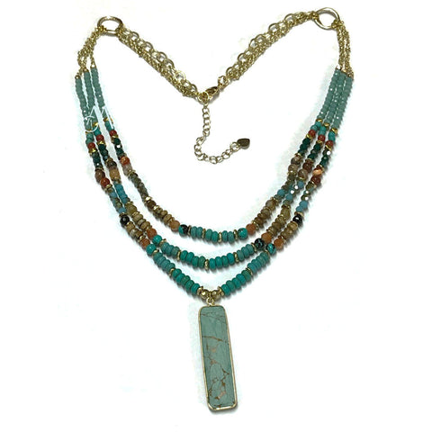 PHLN03 : Turquoise Howlite, Agate, Jade and Crystal Necklace