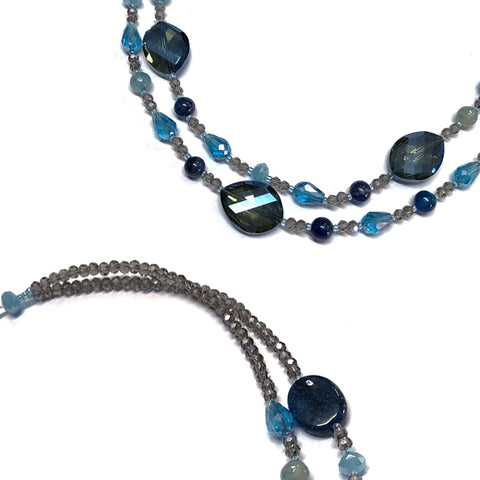 PHLN10 : Lapis, Crystal and Beads Necklace