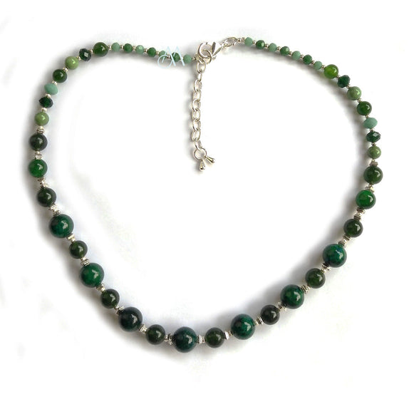 PHLN12 : Turquiose Howlite, Chrysocolla and Crystal Necklace