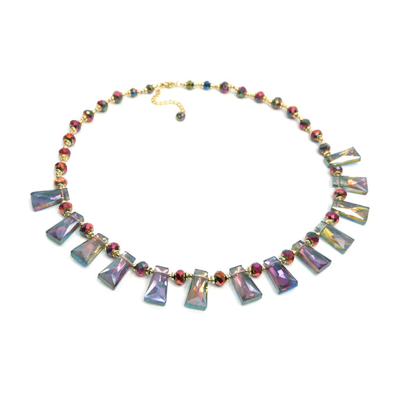 PHLN210-DP : Iridescent AB Cleopatra necklace