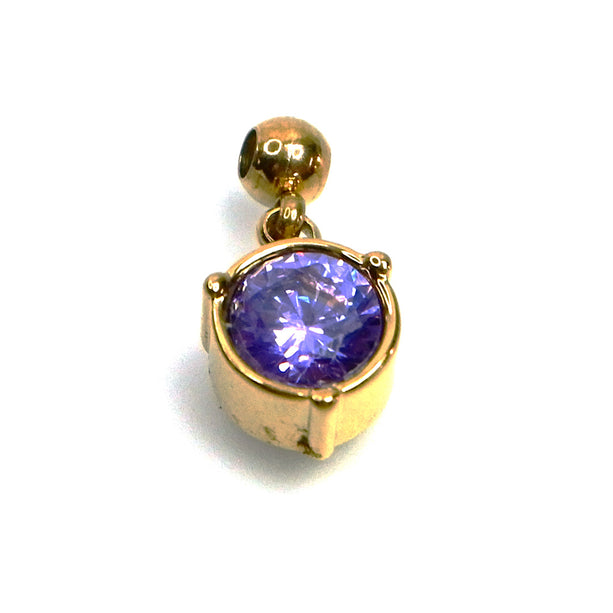 IAP03-02 : February Amethyst Rhinestones Pendant - 18K Gold Plated Stainless Steel