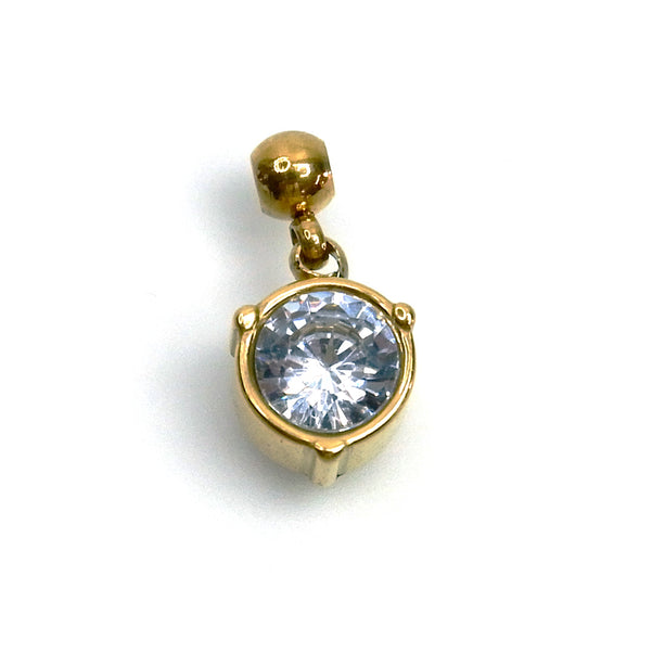 IAP03-04 : April White Topas Rhinestones Pendant - 18K Gold Plated Stainless Steel