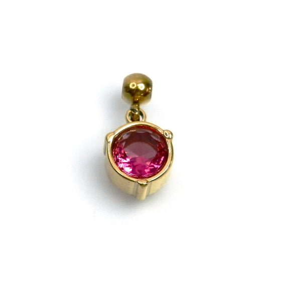 IAP03-07 : July Ruby Rhinestones Pendant - 18K Gold Plated Stainless Steel