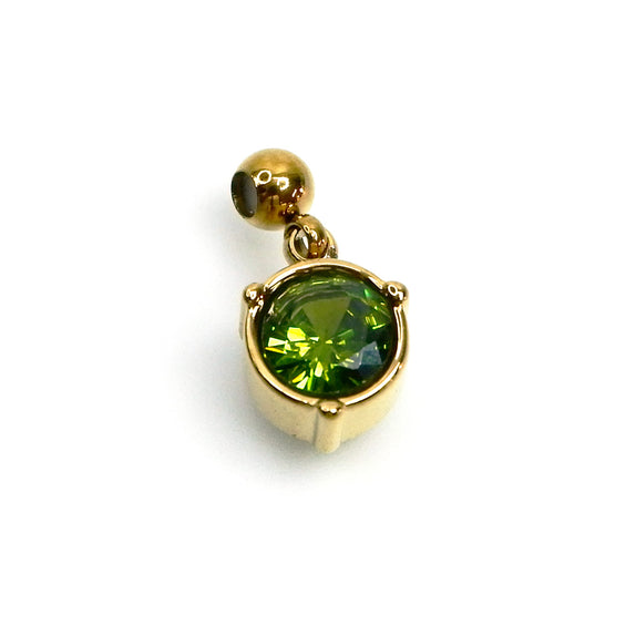 IAP03-08 : August Peridot Rhinestones Pendant - 18K Gold Plated Stainless Steel