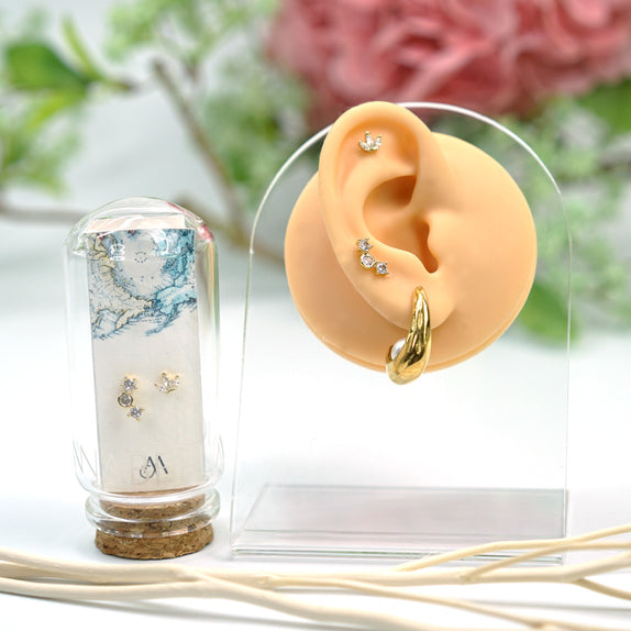 ICS01 : 5A Zircon 18K Real Gold Plated Brass with 925 Sterling Silver Posts