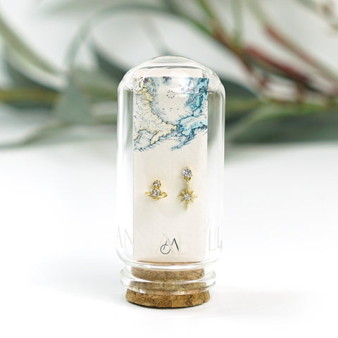 ICS03 : 5A Zircon 18K Real Gold Plated Brass with 925 Sterling Silver Posts