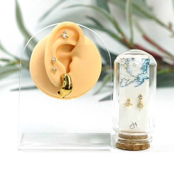ICS03 : 5A Zircon 18K Real Gold Plated Brass with 925 Sterling Silver Posts