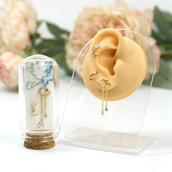 ICS10 : 5A Zircon 18K Real Gold Plated Brass with 925 Sterling Silver Posts