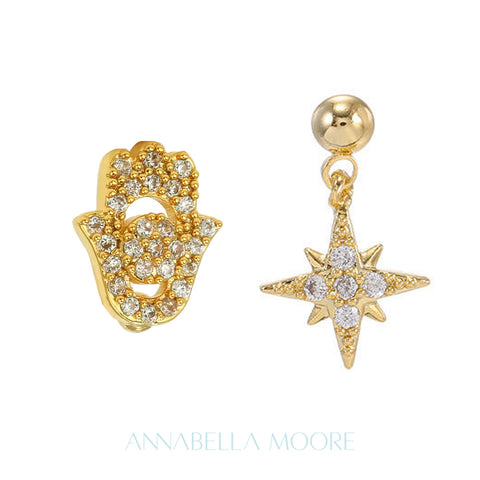 ICS19 : 5A Zircon 18K Real Gold Plated Brass with 925 Sterling Silver Posts