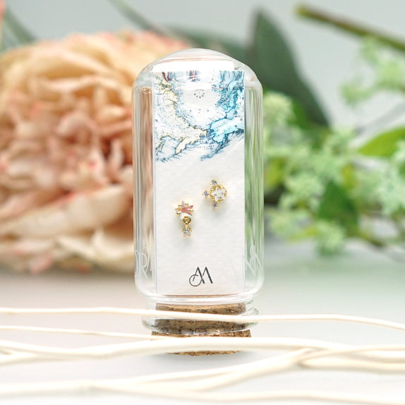 ICS20 : 5A Zircon 18K Real Gold Plated Brass with 925 Sterling Silver Posts