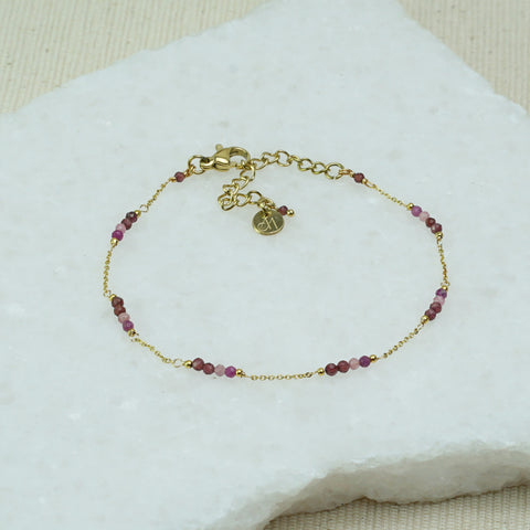 LFB03a : Handcrafted Gemstone Bracelet with 18K Gold Plating