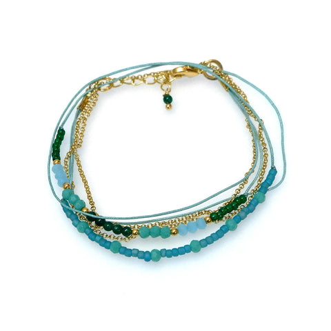 LFB07 : Handcrafted Gemstone & Crystal Bracelet with 18K Gold Plating