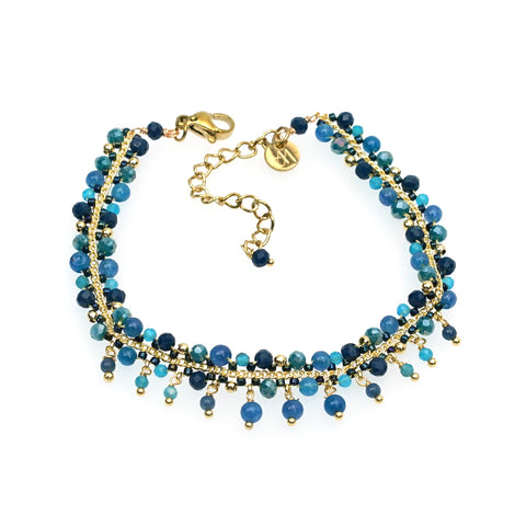 LFB13a : Handcrafted Gemstone Bracelet with 18K Gold Plating