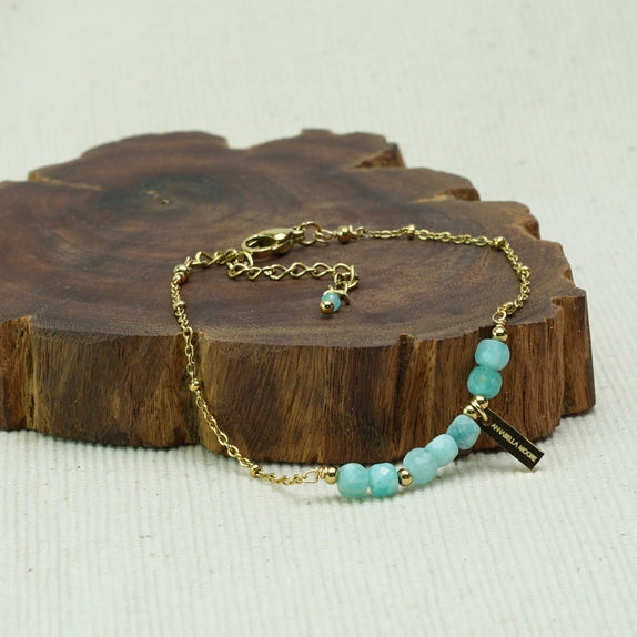 LFB14 : Handcrafted Gemstone Bracelet with 18K Gold Plating