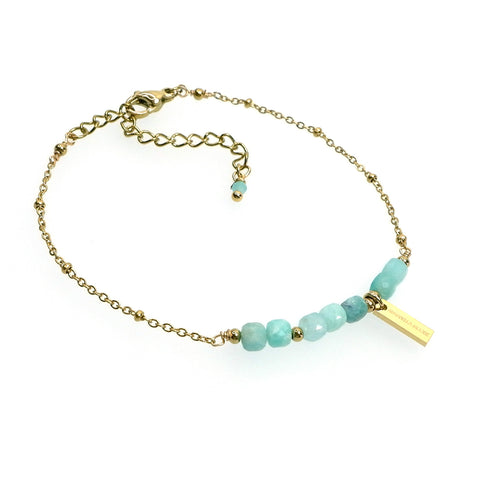 LFB14 : Handcrafted Gemstone Bracelet with 18K Gold Plating