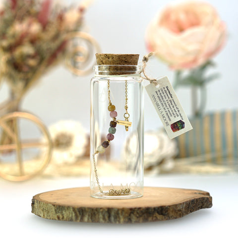 LFB14 : Handcrafted Gemstone Bracelet with 18K Gold Plating
