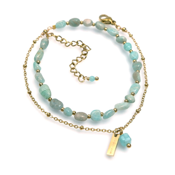 LFB15 : Handcrafted Gemstone Bracelet with 18K Gold Plating