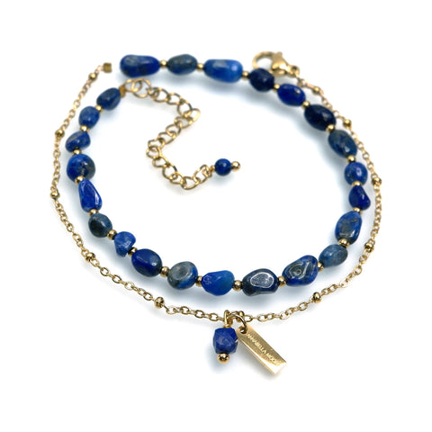LFB15 : Handcrafted Gemstone Bracelet with 18K Gold Plating