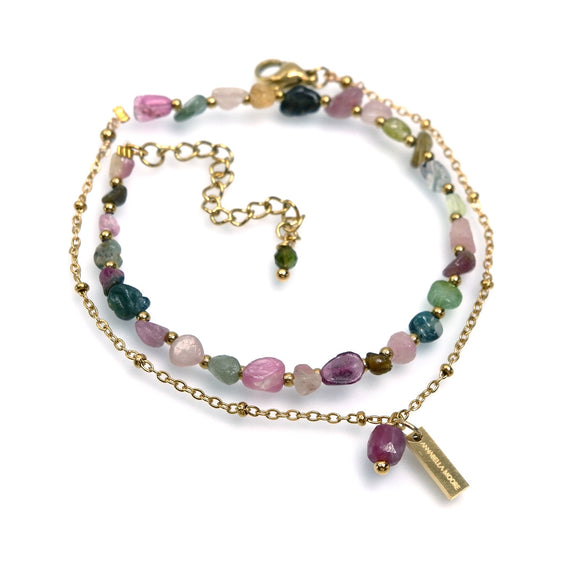 LFB15a : Handcrafted Gemstone Bracelet with 18K Gold Plating