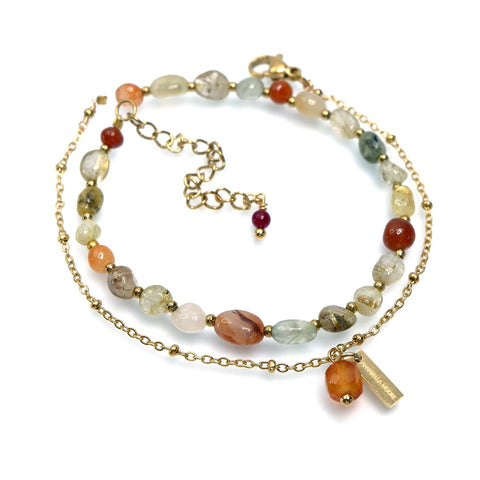 LFB15a : Handcrafted Gemstone Bracelet with 18K Gold Plating