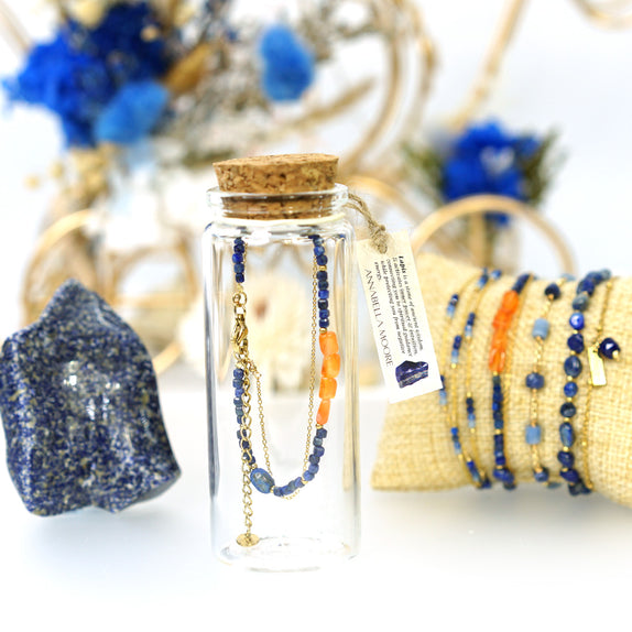 LFB16 : Handcrafted Gemstone Bracelet with 18K Gold Plating