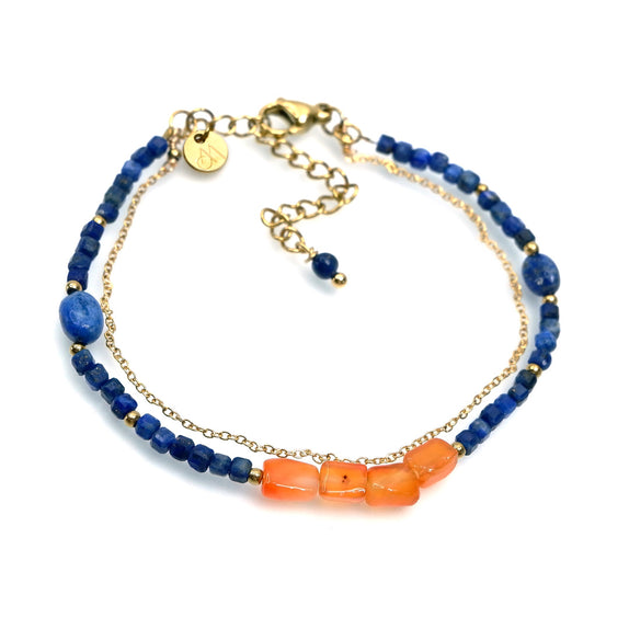 LFB16 : Handcrafted Gemstone Bracelet with 18K Gold Plating