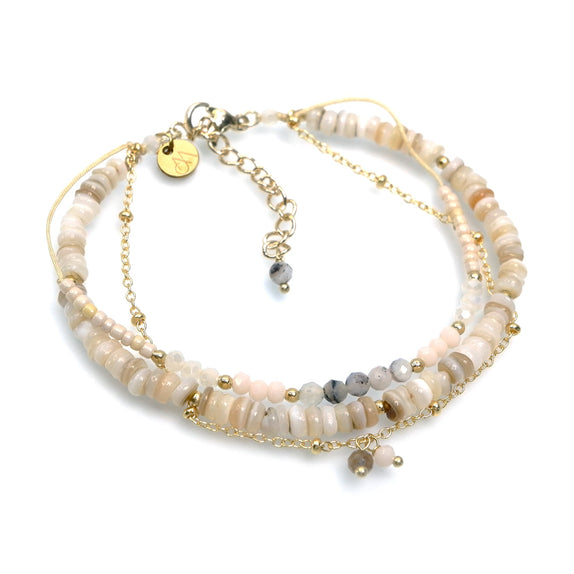 LFB17 : Handcrafted Gemstone Bracelet with 18K Gold Plating