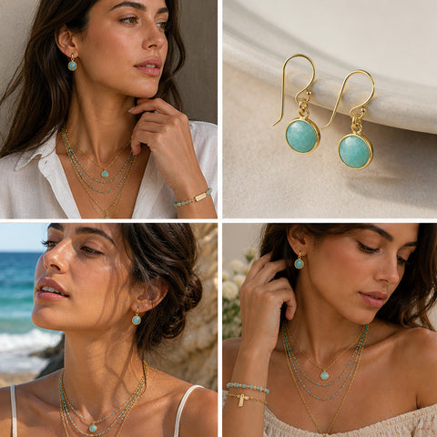 LFE05 : Handcrafted Gemstone – 18K Gold-Plated Earrings