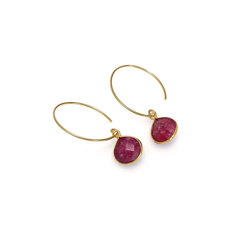 LFE08 : Gemstone - Gold Plated Earrings