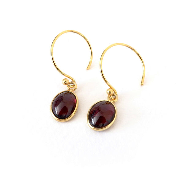 LFE10 : Garnet Gemstone - Gold Plated Earrings