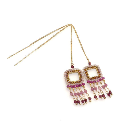 LFE13 : Handcrafted Gemstones - 18K Gold-Plated Earrings
