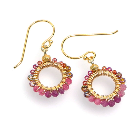 LFE16 : Handcrafted Gemstone & Crystal Earrings – 18K Gold-Plated 925 Silver Hooks