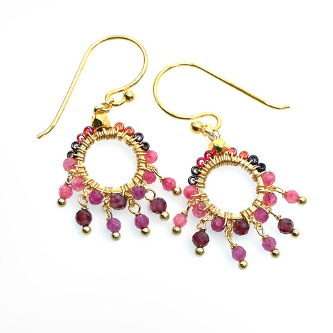 LFE22 : Handcrafted Gemstone & Crystal Earrings – 18K Gold-Plated 925 Silver Hooks
